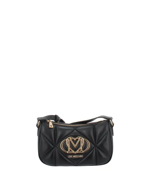 Love Moschino small quilted crossbody bag with logo, black