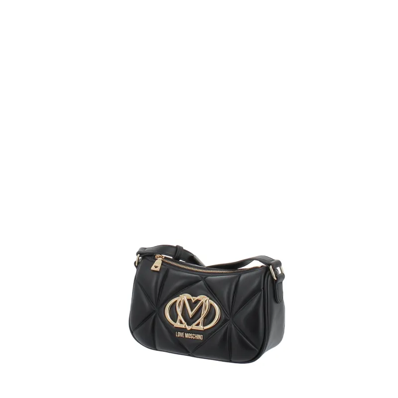 Love Moschino small quilted crossbody bag with logo, black 2