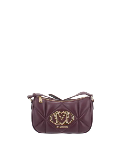 Borsa donna a tracolla trapuntata Love Moschino, vino