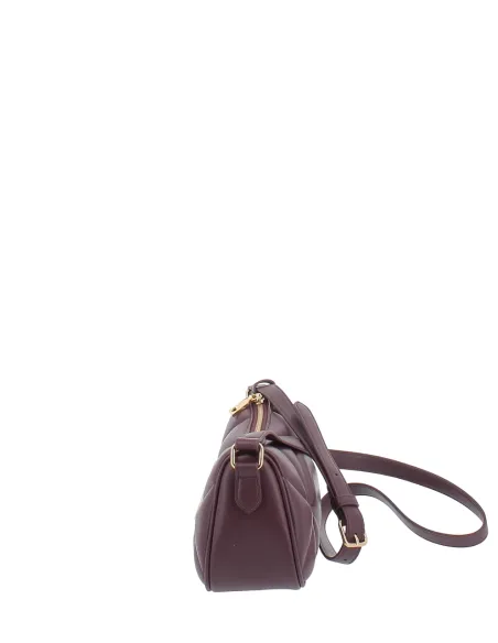 Love Moschino small quilted crossbody bag with logo, wine