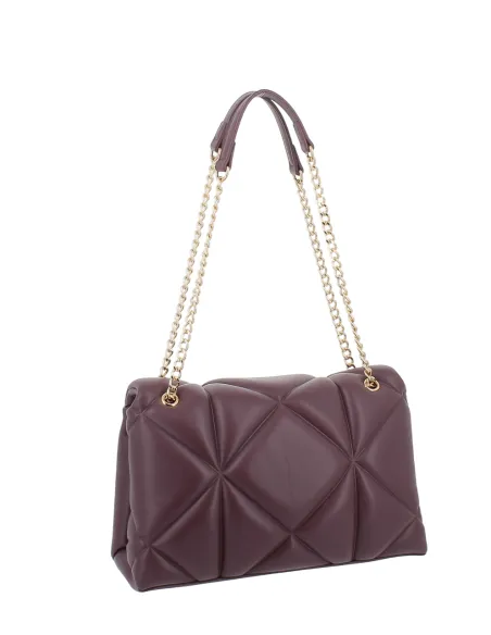 Borsa a spalla con patta trapuntata Love Moschino, vino