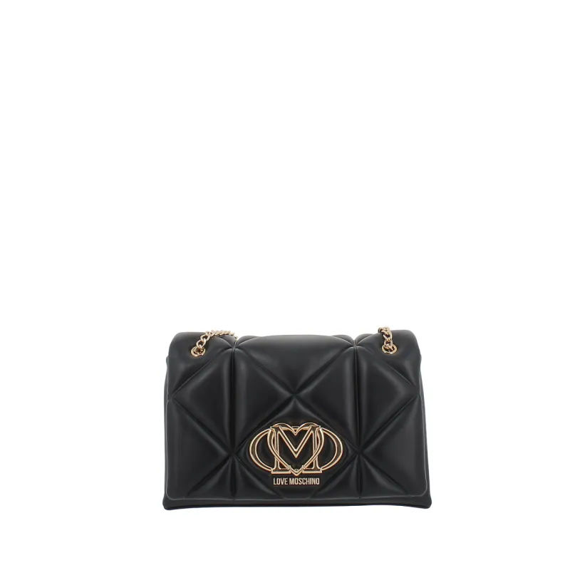 Love Moschino medium quilted womens bag with chain strap,...