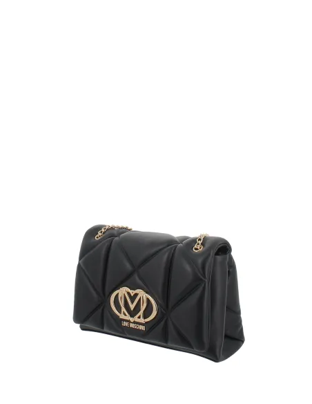 Love Moschino mittelgrosse gesteppte Tasche mit Kettenriemen, schwarz