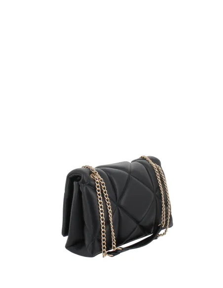 Love Moschino medium quilted womens bag with chain strap, black