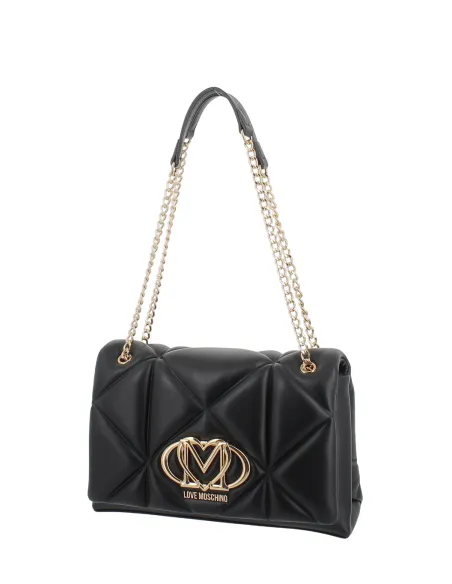 Love Moschino mittelgrosse gesteppte Tasche mit Kettenriemen, schwarz