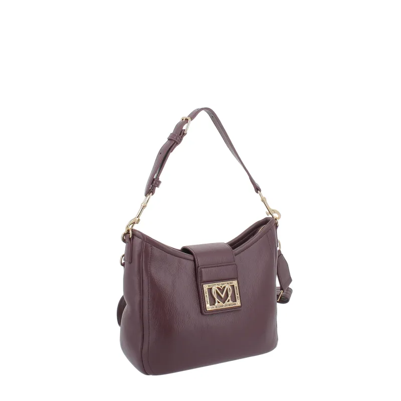 Love Moschino medium shoulder bag with zip closure, wine 2