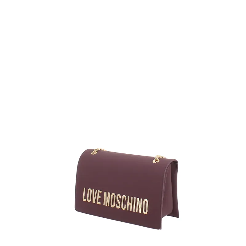 Love Moschino womens shoulder bag with chain straps, wine 2