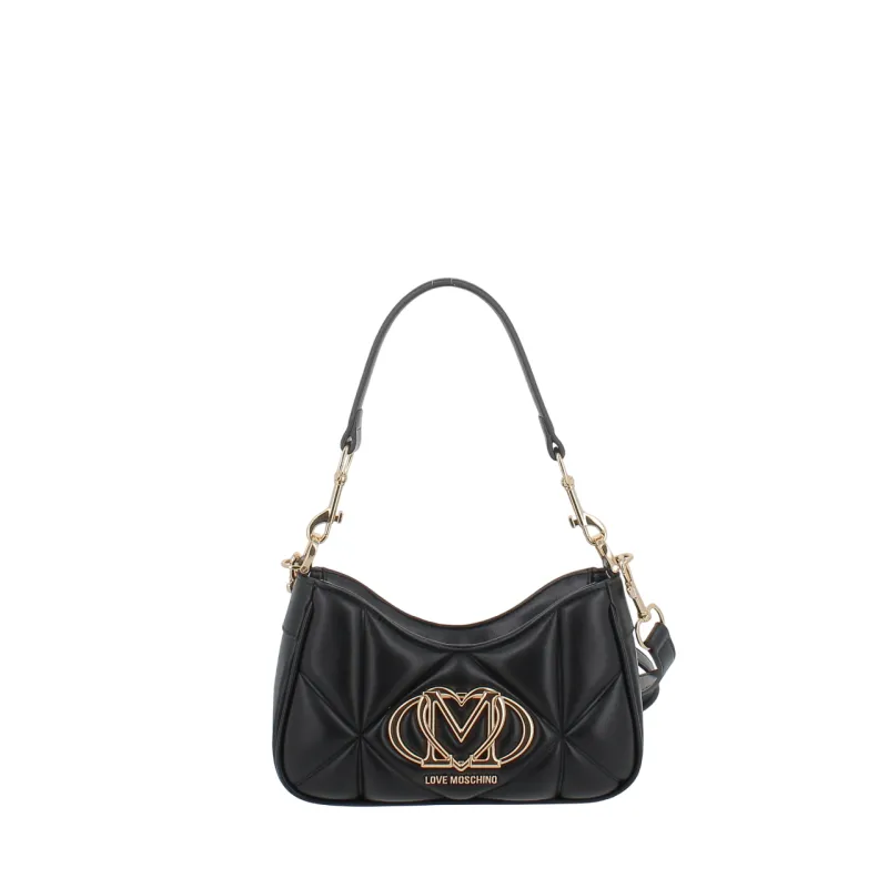 Love Moschino small quilted shoulder bag with strap, black