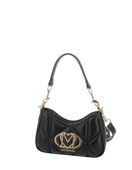 Borsa a spalla piccola trapuntata Love Moschino, nera