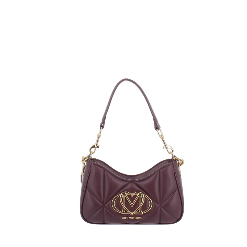 Borsa a spalla piccola trapuntata Love Moschino, vino