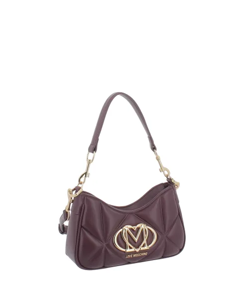 Borsa a spalla piccola trapuntata Love Moschino, vino