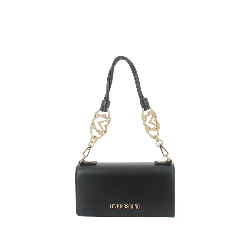 Borsa a spalla con due comparti Love Moschino, nera