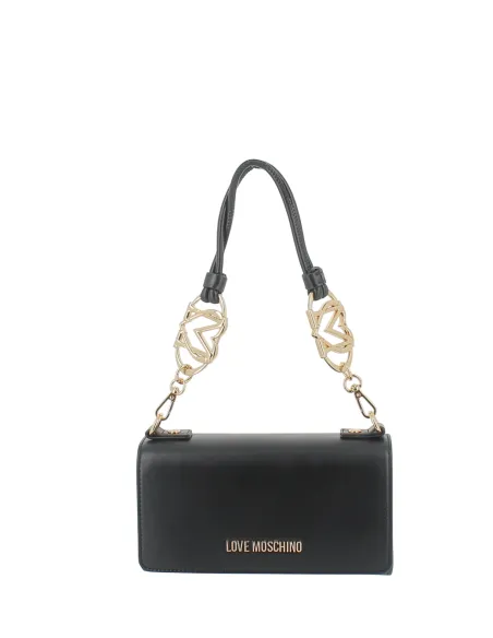 Borsa a spalla con due comparti Love Moschino, nera