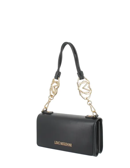 Love Moschino small womens bag with flap, black