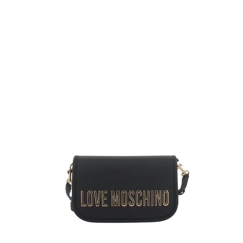Love Moschino kleine Crossbody Tasche mit Patte, schwarz
