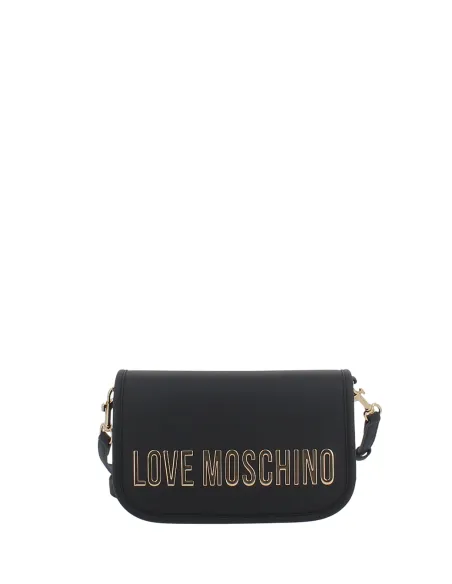 Love Moschino kleine Crossbody Tasche mit Patte, schwarz