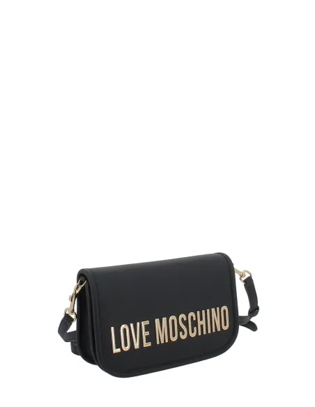 Love Moschino small crossbody bag with flap, black
