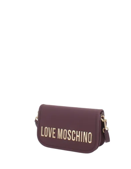 Love Moschino small crossbody bag with flap, wine