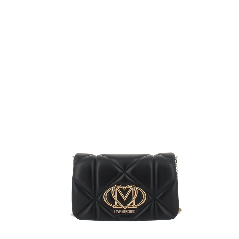 Love Moschino quilted faux leather clutch bag, black