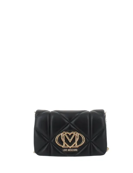 Pochette trapuntata con due comparti Love Moschino, nera