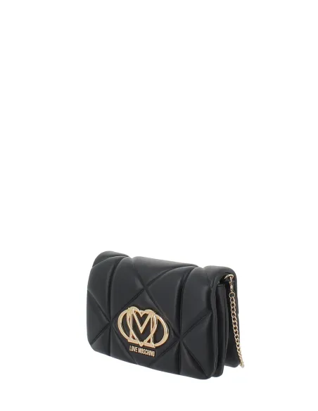 Love Moschino quilted faux leather clutch bag, black