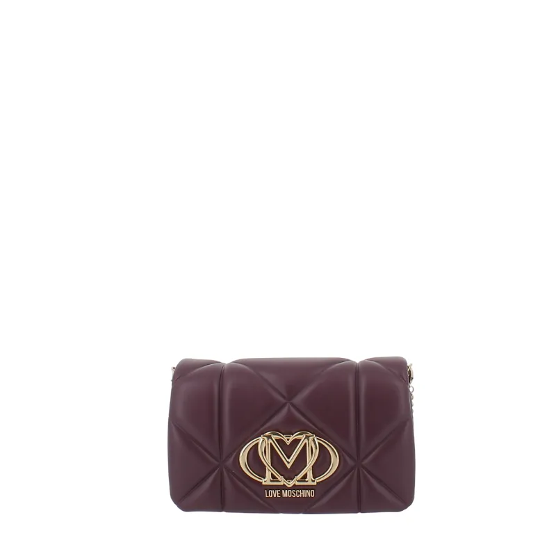 Love Moschino quilted faux leather clutch bag, wine