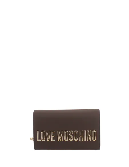 Love Moschino clutch bag with removable chain strap, dark brown