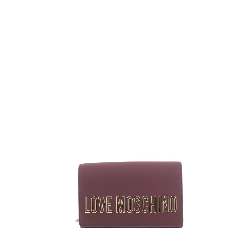 Love Moschino clutch bag with removable chain strap, wine