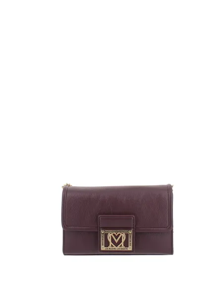 Love Moschino womens clutch bag with removable chain strap, bordeaux