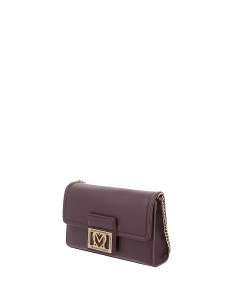 Love Moschino Damen Pochette mit abnehmbarer Kette, bordeaux