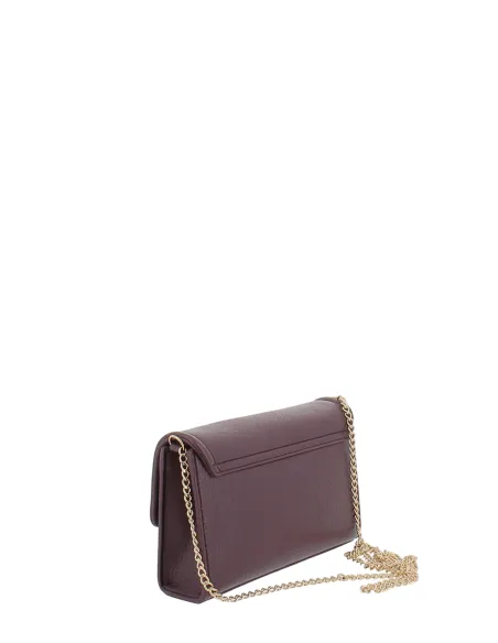 Love Moschino womens clutch bag with removable chain strap, bordeaux