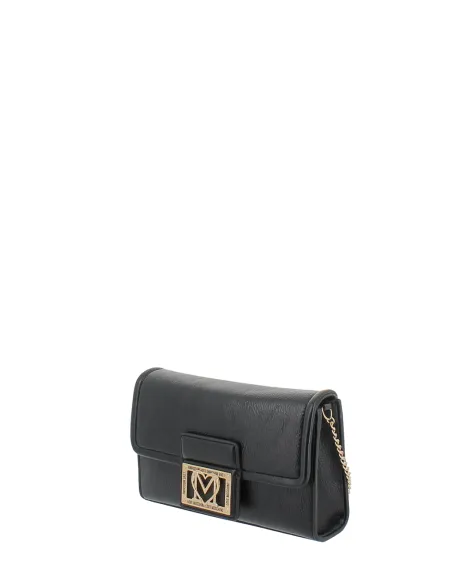 Love Moschino womens clutch bag with removable chain strap, black