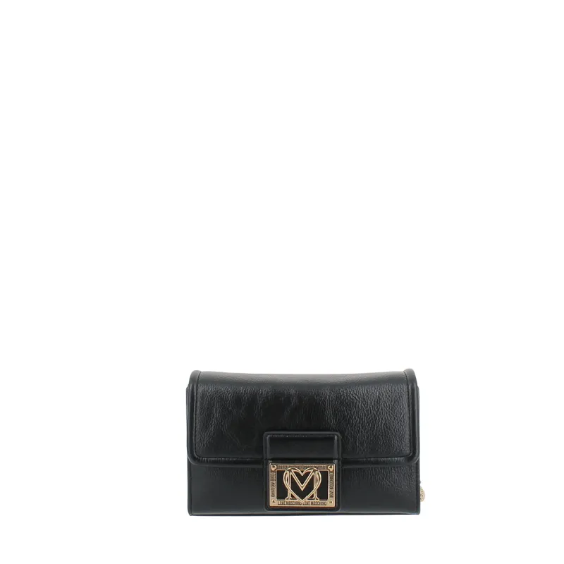 Love Moschino Damen Pochette mit abnehmbarer Kette, schwarz