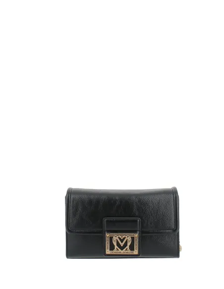 Love Moschino womens clutch bag with removable chain strap, black