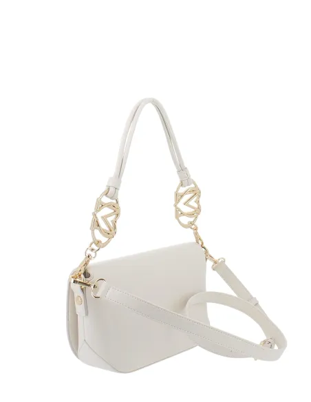 Love Moschino small shoulder bag with double strap, ivory