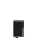 Piquadro Black Square MagSafe card holder in aluminum and leather, black