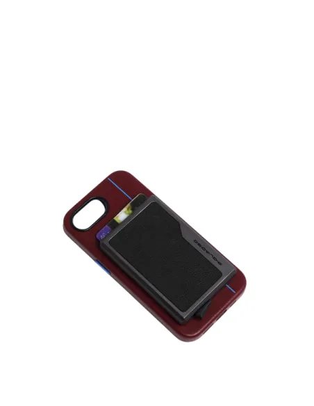 Piquadro Black Square MagSafe card holder in aluminum and leather, black