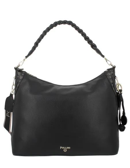 Pollini large shoulder bag elegant spacious and versatile, black