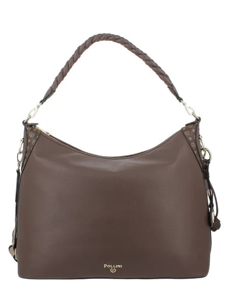 Pollini large shoulder bag elegant spacious and versatile, brown