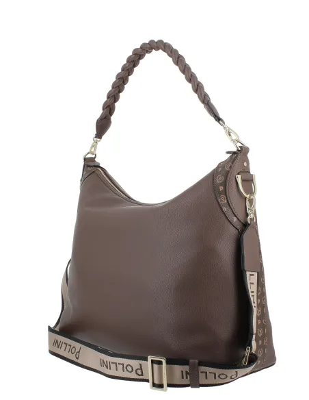 Pollini grosse Schultertasche elegant geraeumig und vielseitig, dunkelbraun