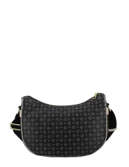 Pollini Heritage PVC Hobo Tasche, schwarz-elfenbeinfarben