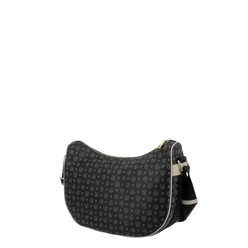 Pollini Heritage PVC hobo bag, black-ivory 2