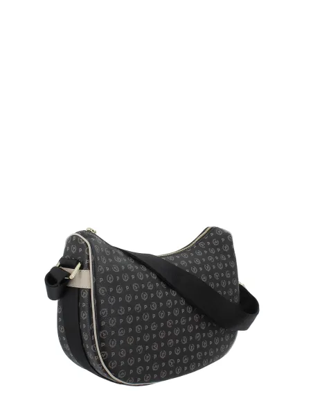 Pollini Heritage PVC Hobo Tasche, schwarz-elfenbeinfarben