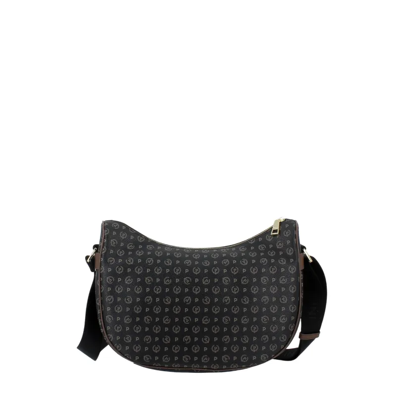 Pollini Heritage PVC hobo bag, black-brown