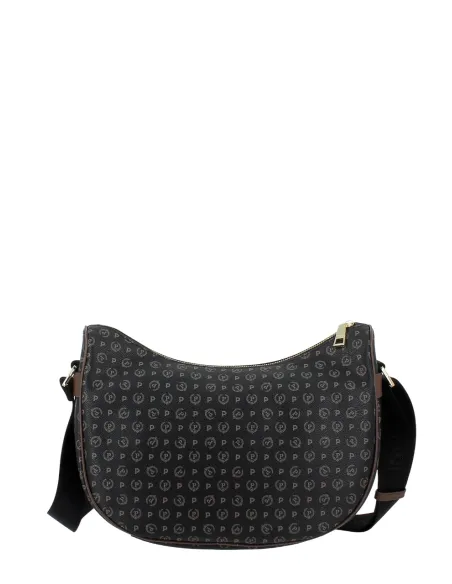 Pollini Heritage PVC hobo bag, black-brown