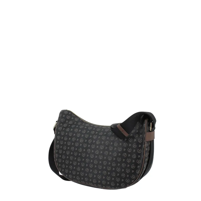 Pollini Heritage PVC hobo bag, black-brown 2