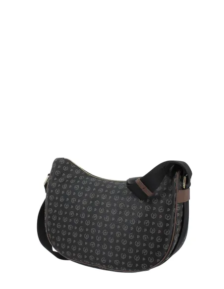 Pollini Heritage PVC hobo bag, black-brown