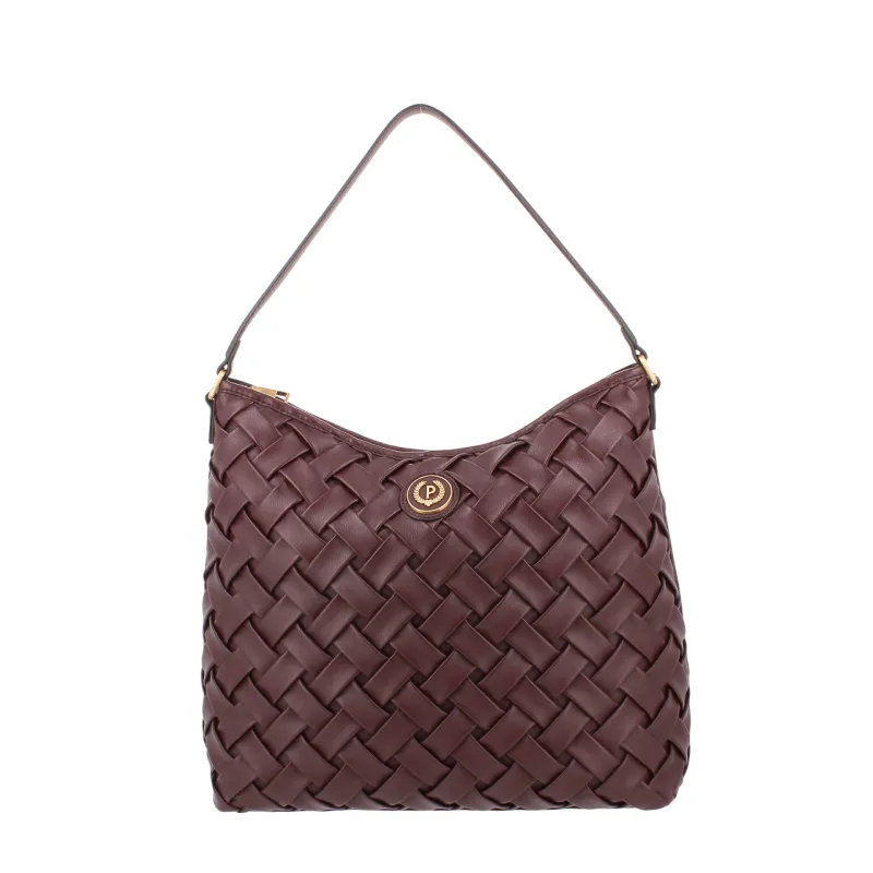 Borsa a spalla intrecciata Pollini, bordeaux