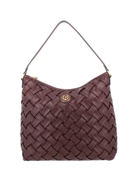 Borsa a spalla intrecciata Pollini, bordeaux