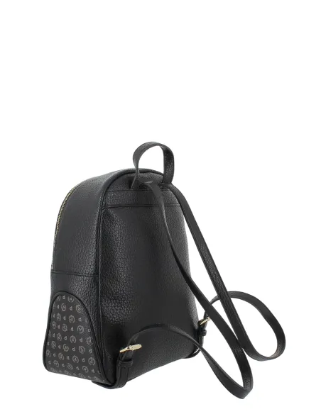Pollini womens backpack in eco leather with Heritage details practical and elegant, black